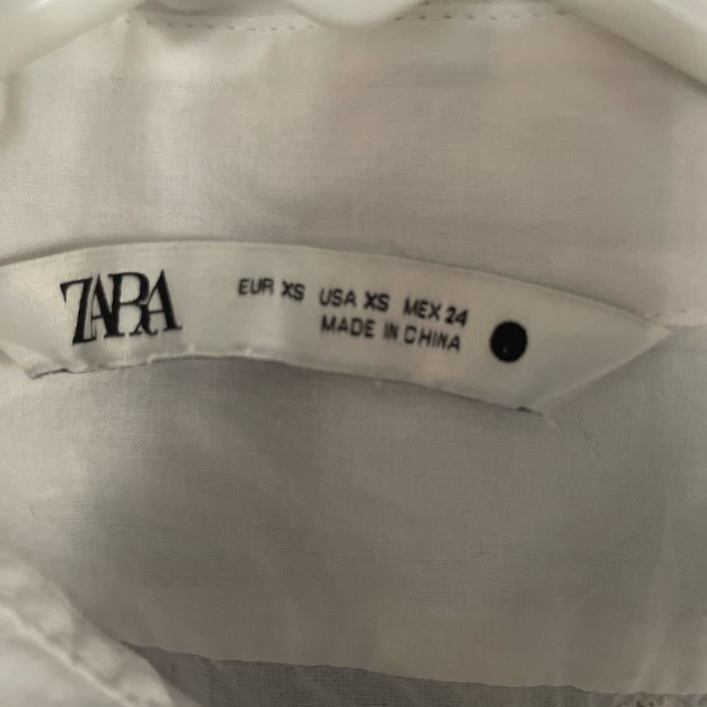 Zara Oversized White Patterned button down Shirt - image 2